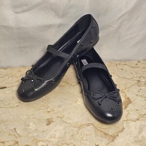 Bandolino Prity Womens Black Embellished  Mary Jane Ballet Flats Size 10M
